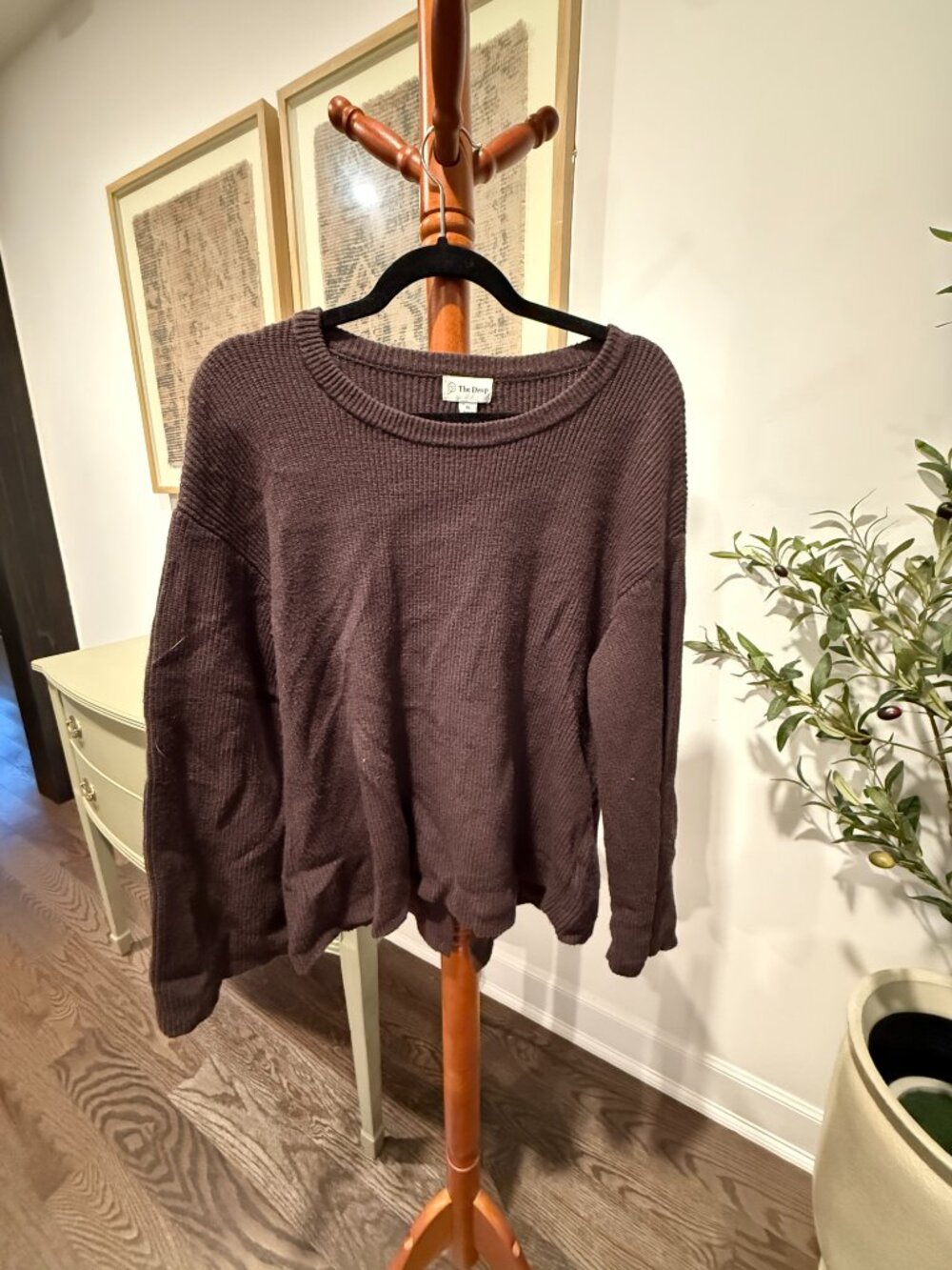 The Drop Dark Brown Oversized Crewneck Sweater XL